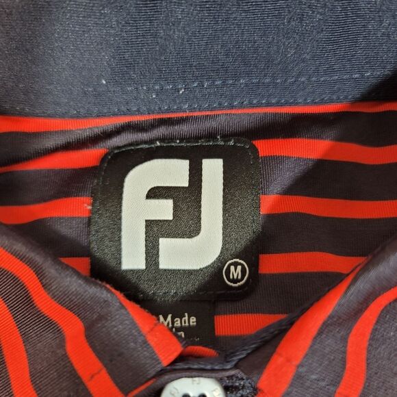 FootJoy Old Amercan Golf Club Mens Golf Polo Shirt Size M Red Black Striped - Picture 3 of 10